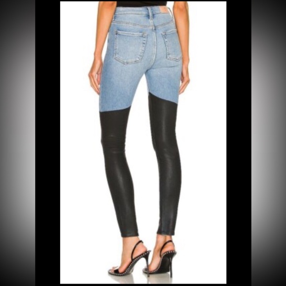7 For All Mankind Luxe Vintage High Rise Skinny Jeans Two tone Size 24 NWOT - Picture 2 of 16